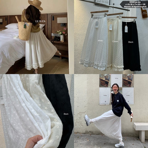 Ladies Embroider Ruffle Border Skirts